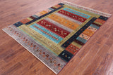 Tribal Persian Gabbeh Handmade Wool Rug - 5' 8" X 7' 11" - Golden Nile