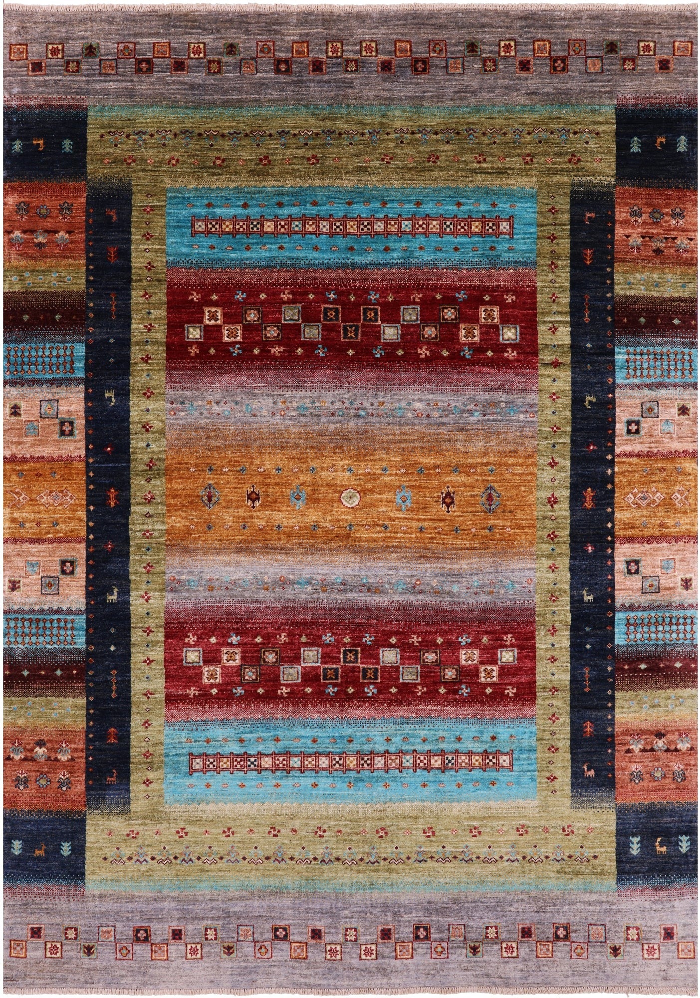 Tribal Persian Gabbeh Handmade Wool Rug - 5' 8" X 7' 11" - Golden Nile