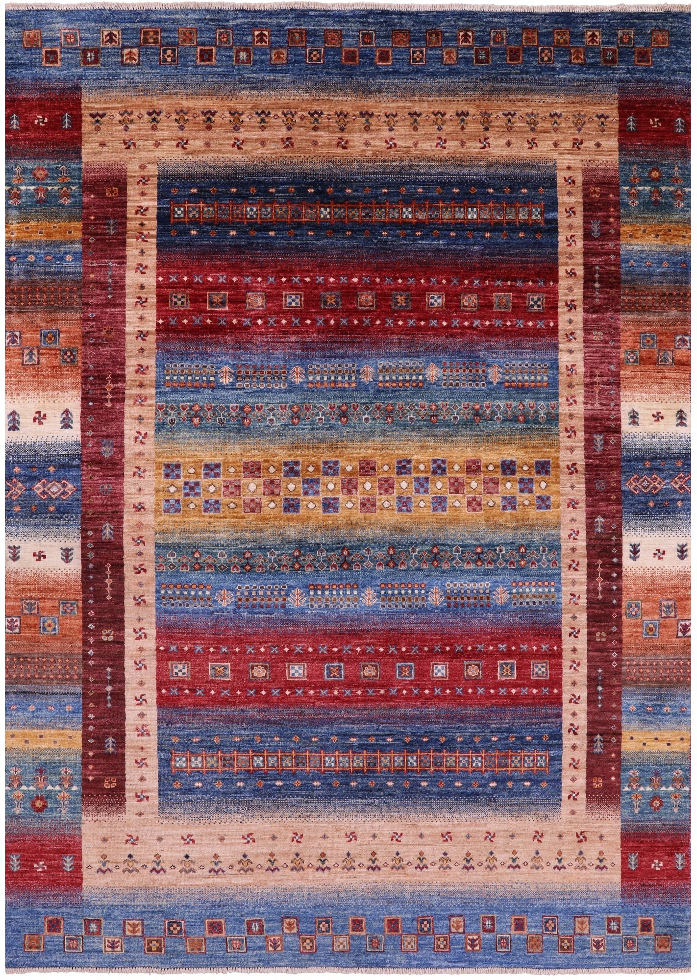 Tribal Persian Gabbeh Hand Knotted Wool Rug - 5' 6" X 7' 9" - Golden Nile