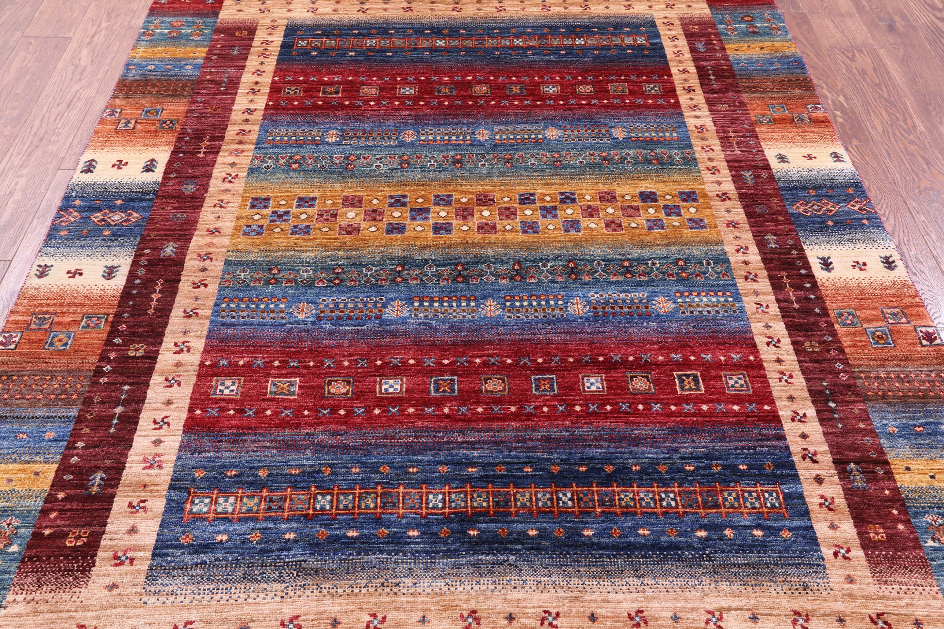 Tribal Persian Gabbeh Hand Knotted Wool Rug - 5' 6" X 7' 9" - Golden Nile
