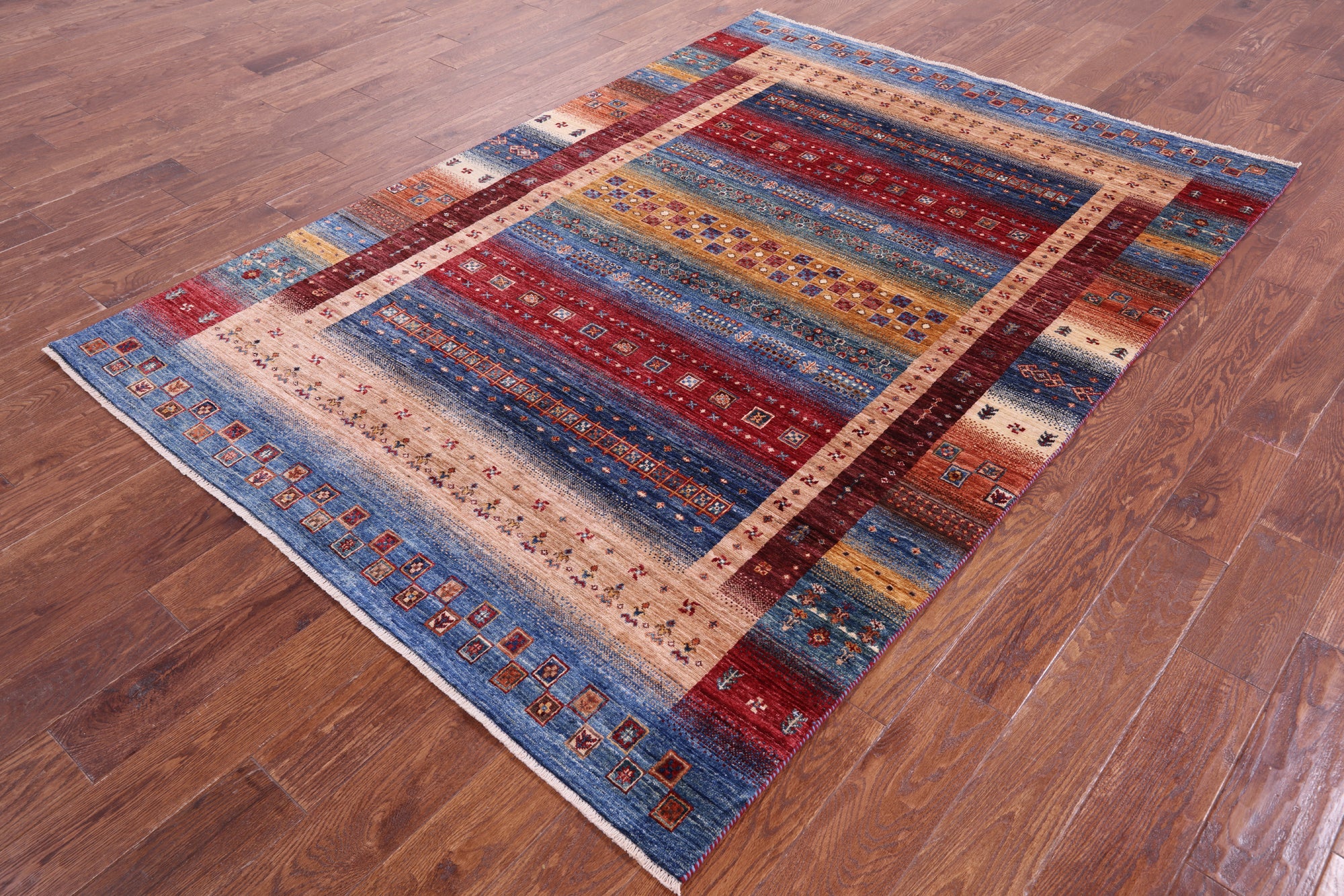 Tribal Persian Gabbeh Hand Knotted Wool Rug - 5' 6" X 7' 9" - Golden Nile