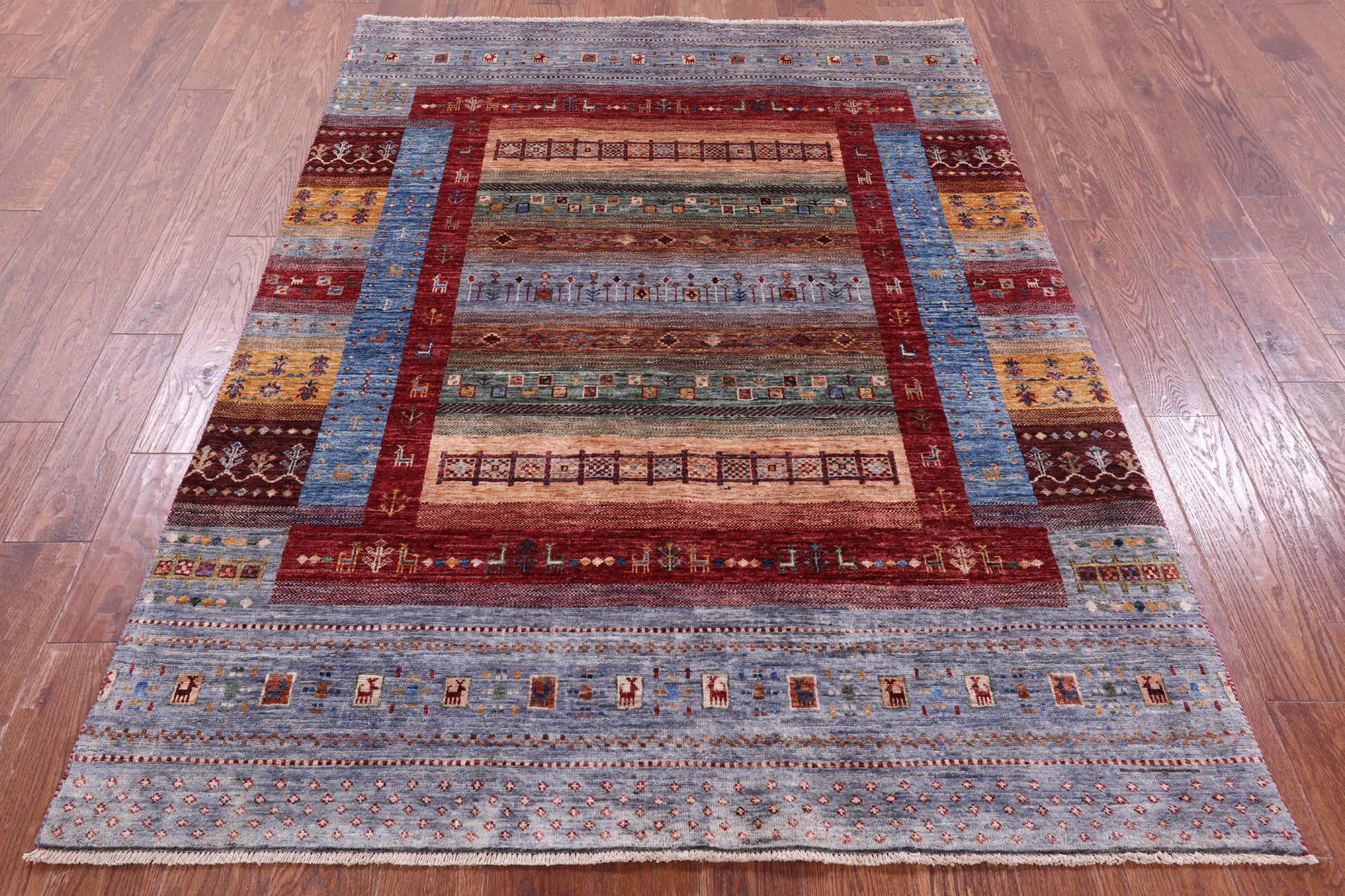 Tribal Persian Gabbeh Hand Knotted Wool Rug - 5' 0" X 6' 10" - Golden Nile