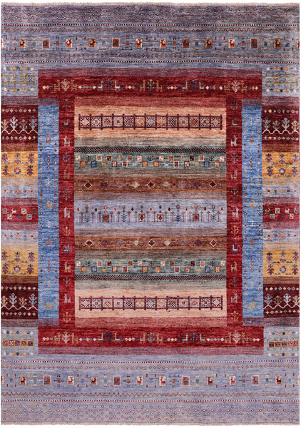 Tribal Persian Gabbeh Hand Knotted Wool Rug - 5' 0" X 6' 10" - Golden Nile