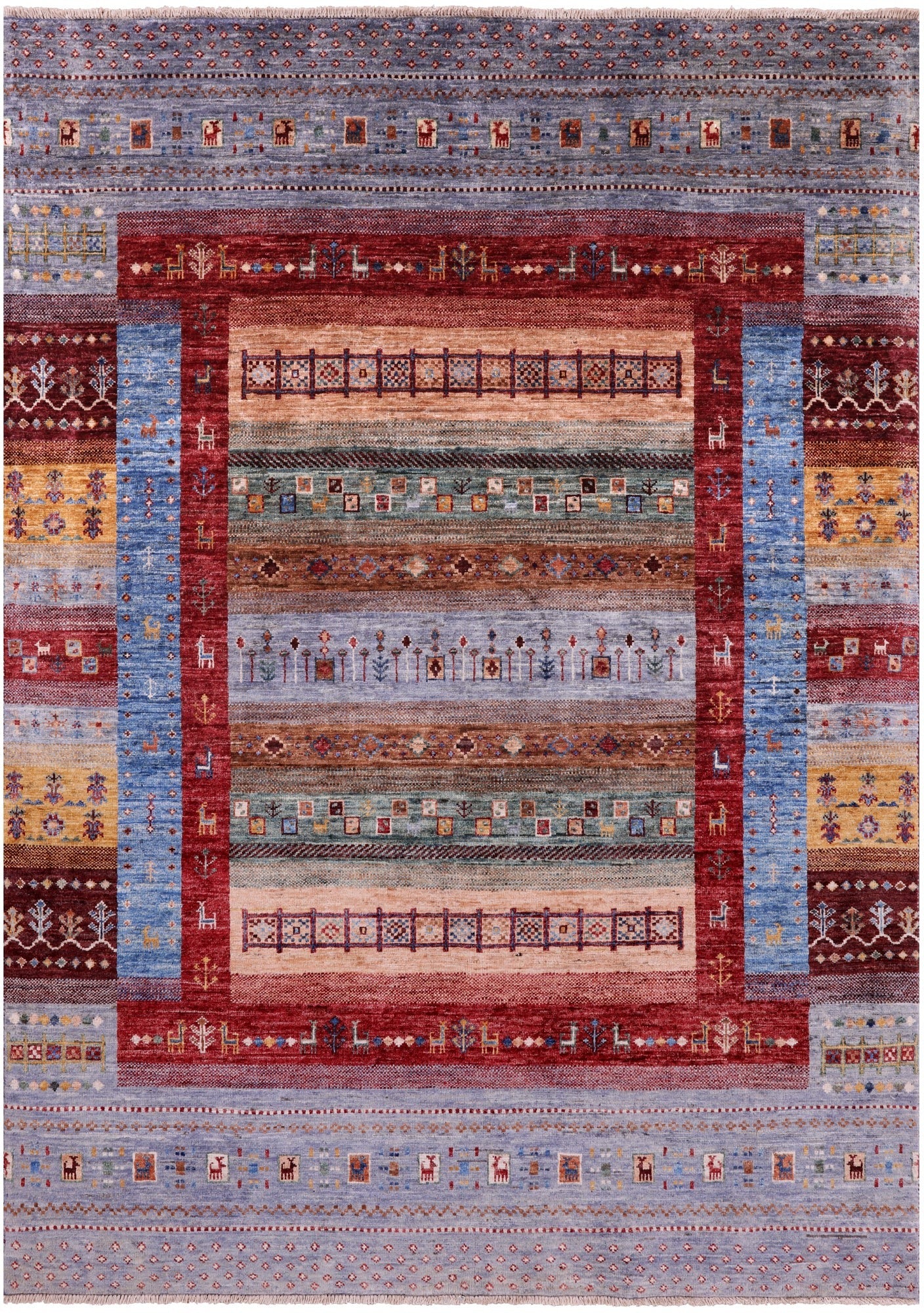 Tribal Persian Gabbeh Hand Knotted Wool Rug - 5' 0" X 6' 10" - Golden Nile