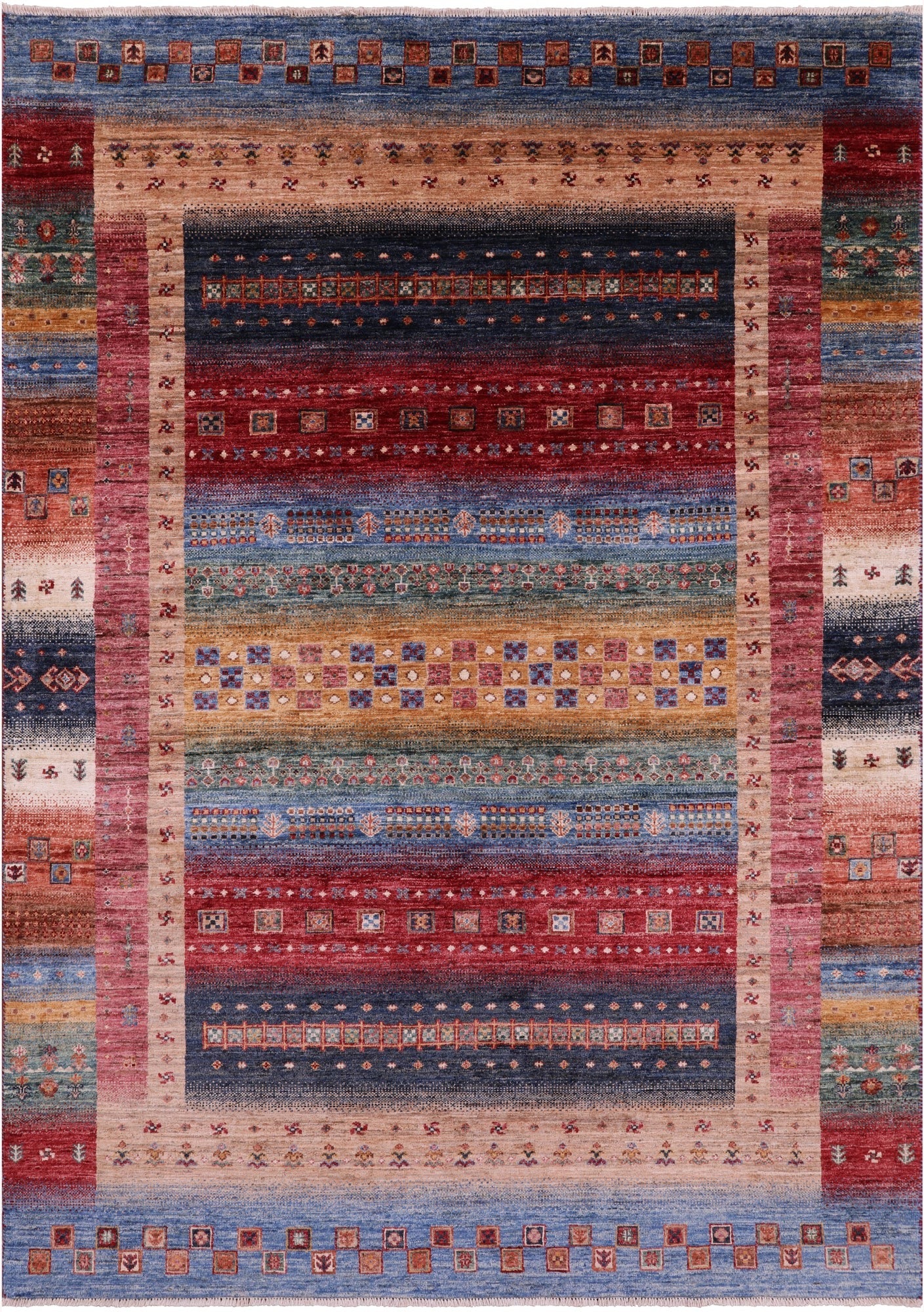 Tribal Persian Gabbeh Handmade Wool Rug - 5' 7" X 8' 1" - Golden Nile