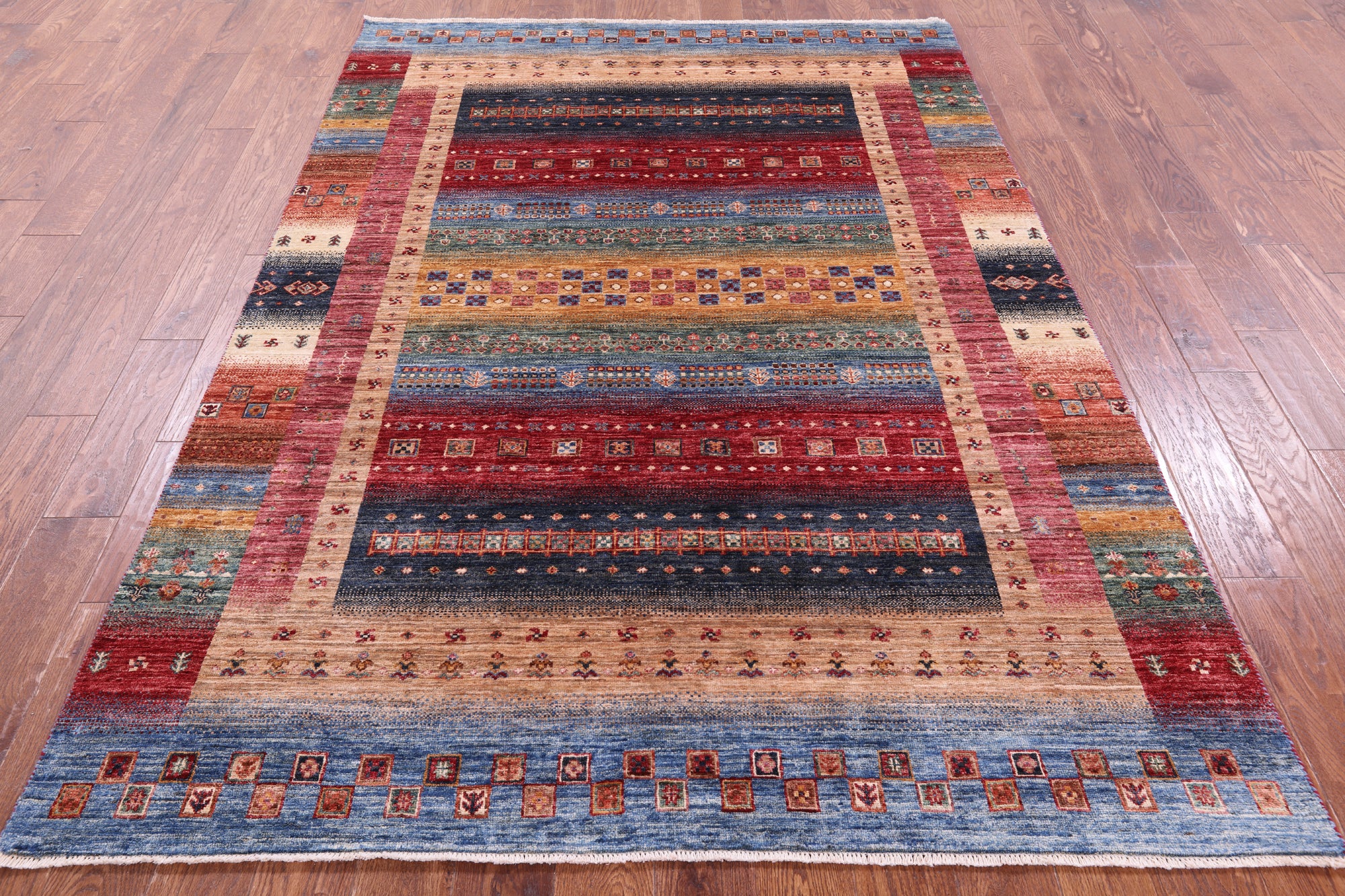 Tribal Persian Gabbeh Handmade Wool Rug - 5' 7" X 8' 1" - Golden Nile