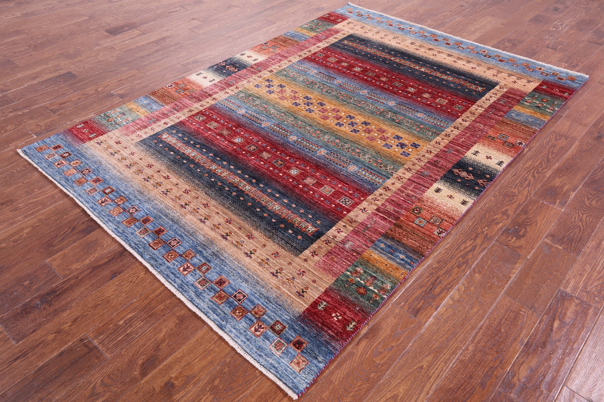 Tribal Persian Gabbeh Handmade Wool Rug - 5' 7" X 8' 1" - Golden Nile