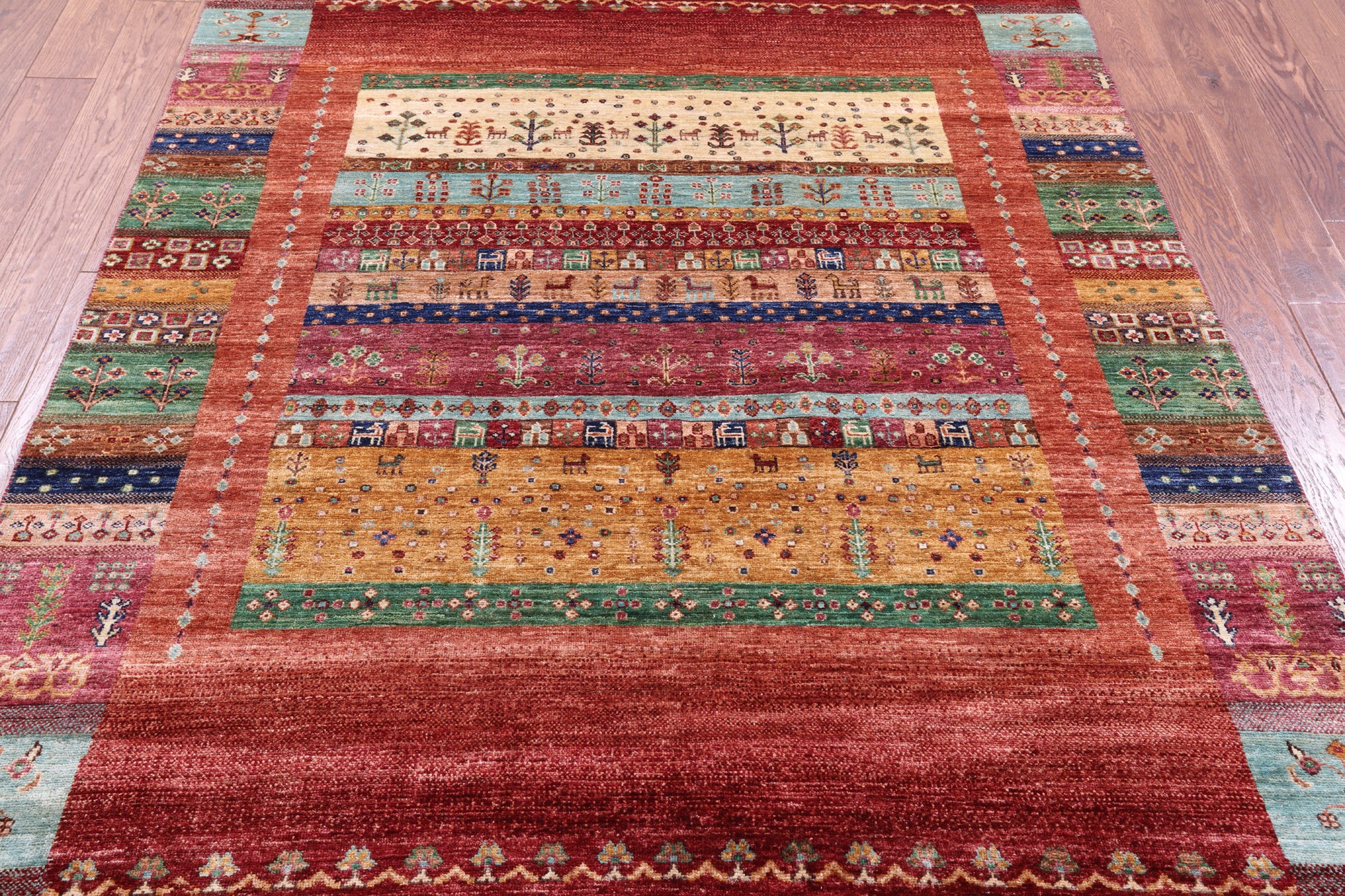 Tribal Persian Gabbeh Hand Knotted Wool Rug - 5' 9" X 8' 1" - Golden Nile