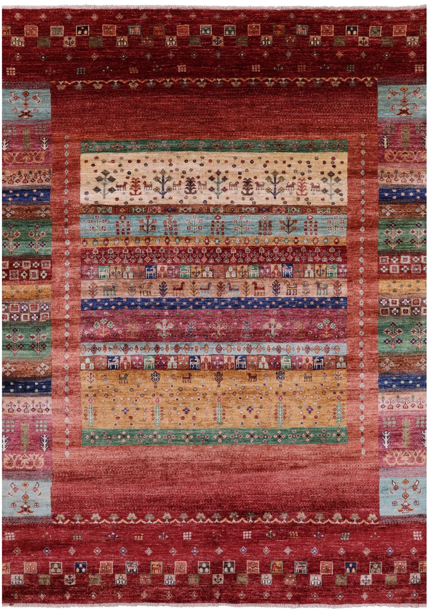 Tribal Persian Gabbeh Hand Knotted Wool Rug - 5' 9" X 8' 1" - Golden Nile