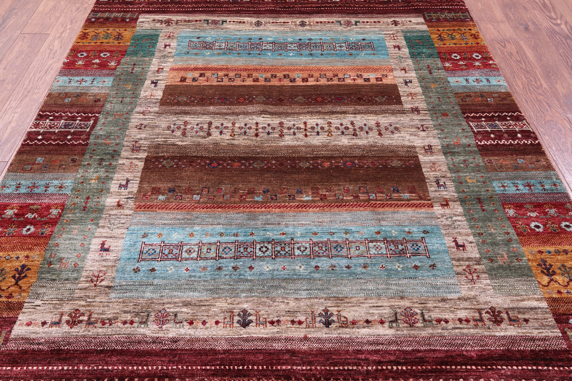 Tribal Persian Gabbeh Handmade Wool Rug - 5' 9" X 8' 0" - Golden Nile