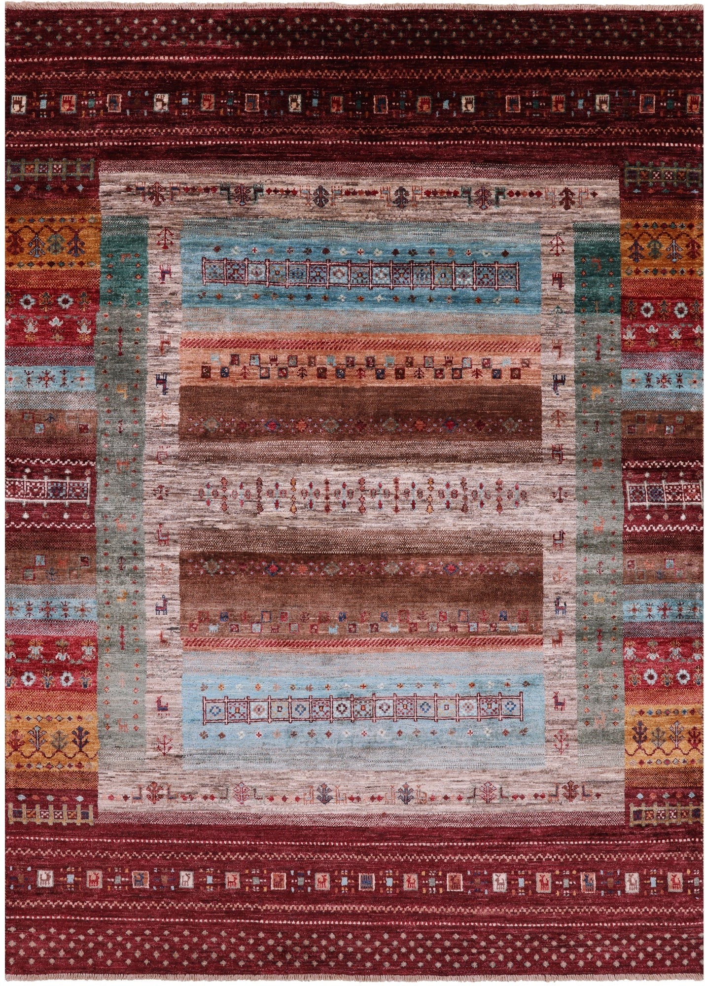 Tribal Persian Gabbeh Handmade Wool Rug - 5' 9" X 8' 0" - Golden Nile