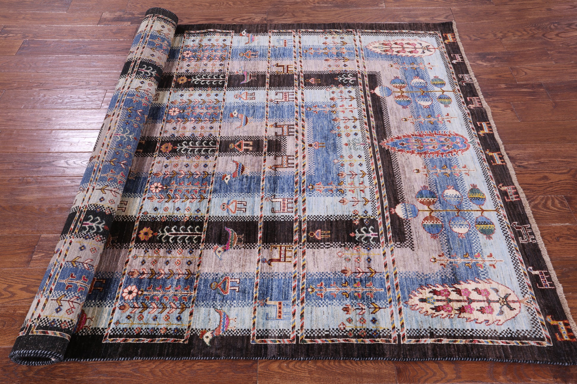 Tribal Persian Gabbeh Hand Knotted Wool Rug - 5' 7" X 7' 11" - Golden Nile