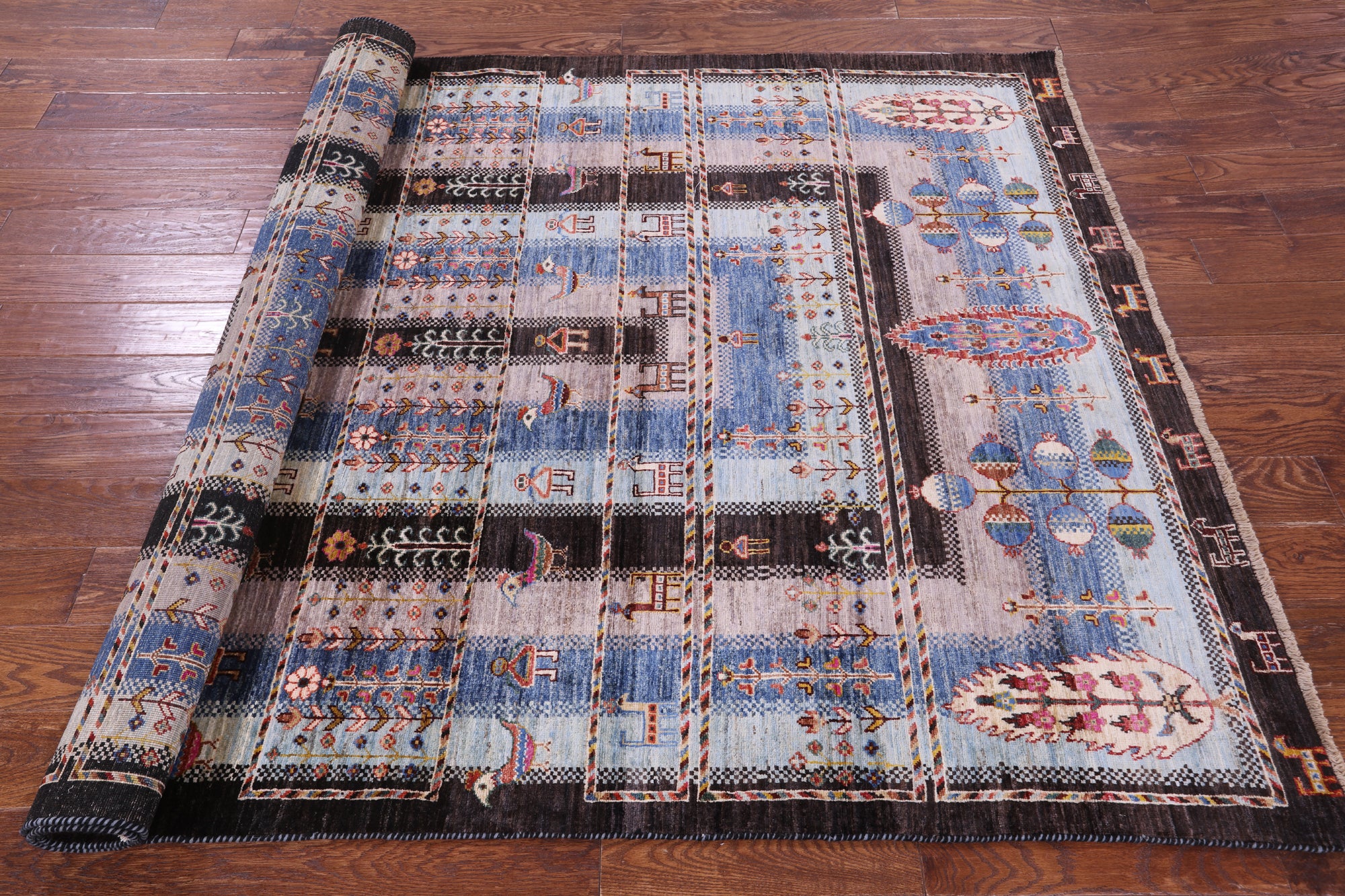 Tribal Persian Gabbeh Hand Knotted Wool Rug - 5' 7" X 7' 11" - Golden Nile