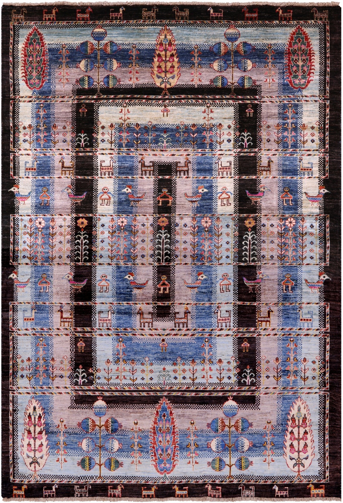 Tribal Persian Gabbeh Hand Knotted Wool Rug - 5' 7" X 7' 11" - Golden Nile