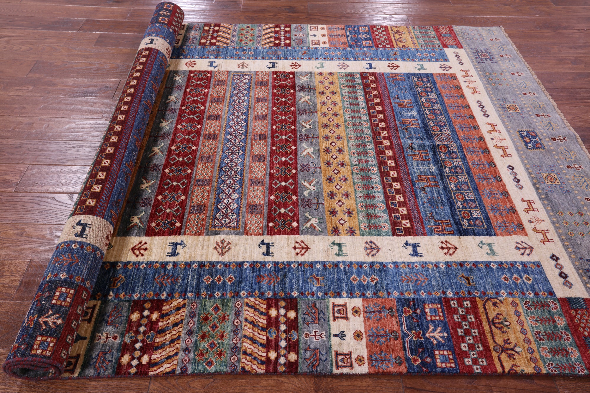 Persian Gabbeh Tribal Hand Knotted Wool Rug - 5' 7" X 7' 10" - Golden Nile