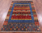 Persian Gabbeh Tribal Hand Knotted Wool Rug - 4' 0" X 6' 0" - Golden Nile