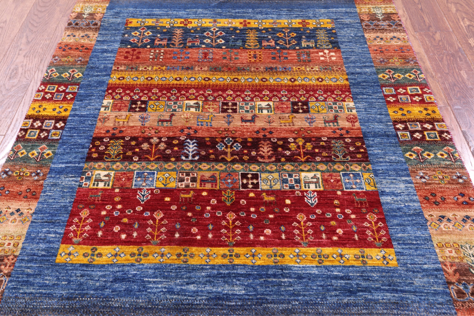 Persian Gabbeh Tribal Hand Knotted Wool Rug - 4' 0" X 6' 0" - Golden Nile