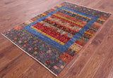 Persian Gabbeh Tribal Hand Knotted Wool Rug - 4' 0" X 6' 0" - Golden Nile