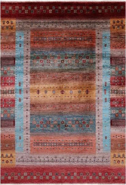 Tribal Persian Gabbeh Hand Knotted Wool Rug - 5' 8" X 8' 1" - Golden Nile