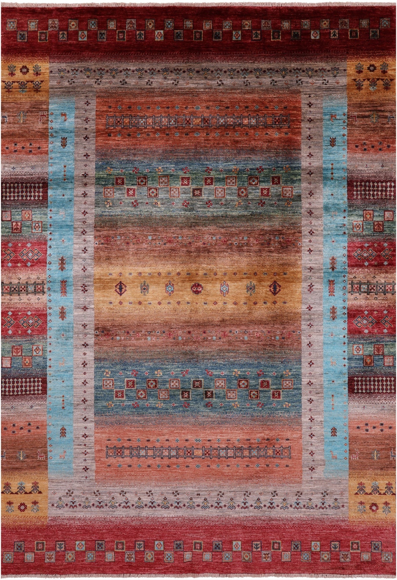 Tribal Persian Gabbeh Hand Knotted Wool Rug - 5' 8" X 8' 1" - Golden Nile