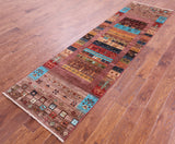 Tribal Persian Gabbeh Hand Knotted Wool Runner Rug - 2' 7" X 9' 8" - Golden Nile