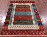 Tribal Persian Gabbeh Hand Knotted Wool Rug - 4' 1" X 6' 0" - Golden Nile