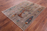 Tribal Persian Gabbeh Hand Knotted Wool Rug - 5' 0" X 6' 3" - Golden Nile
