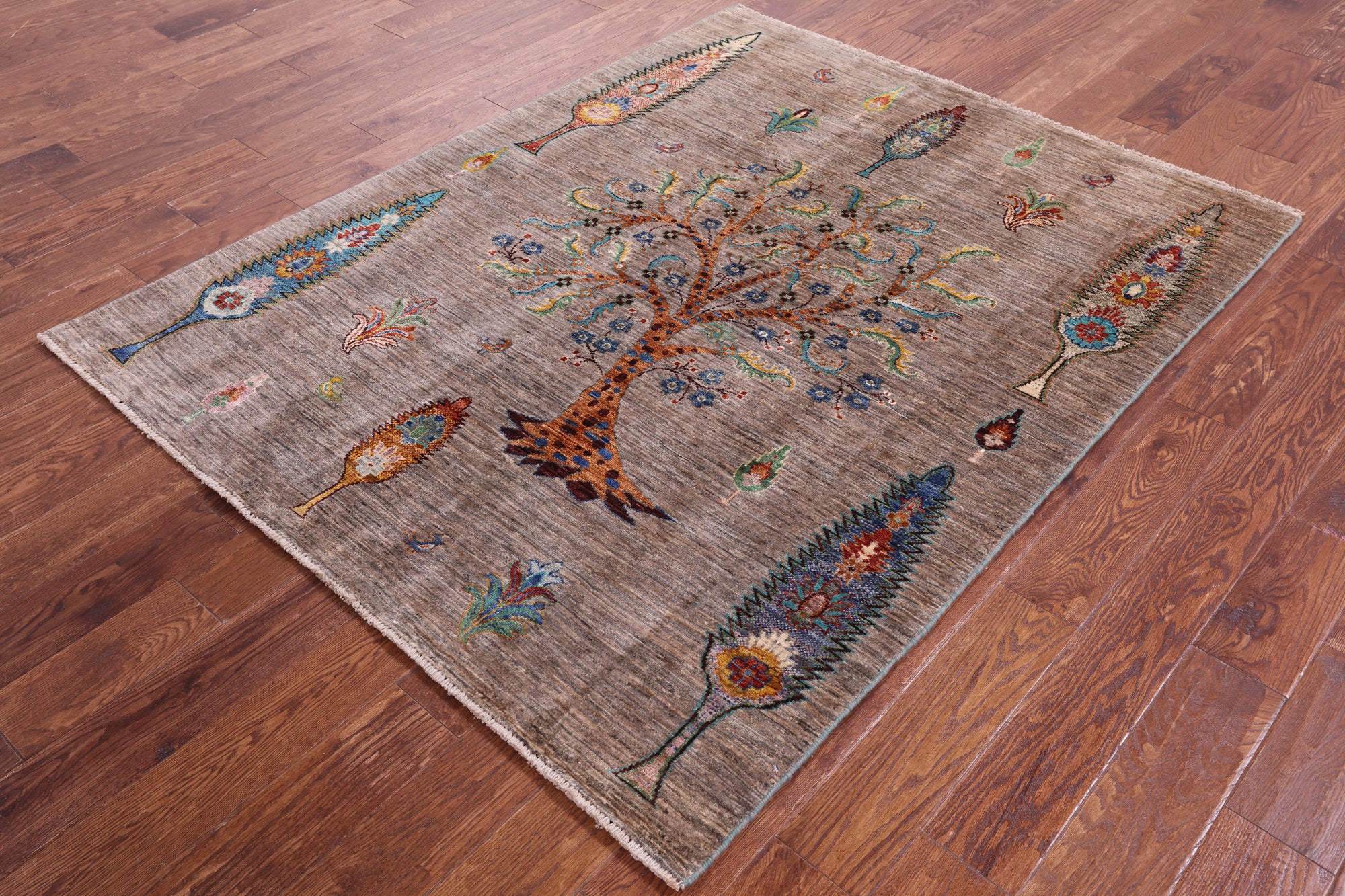 Tribal Persian Gabbeh Hand Knotted Wool Rug - 5' 0" X 6' 3" - Golden Nile