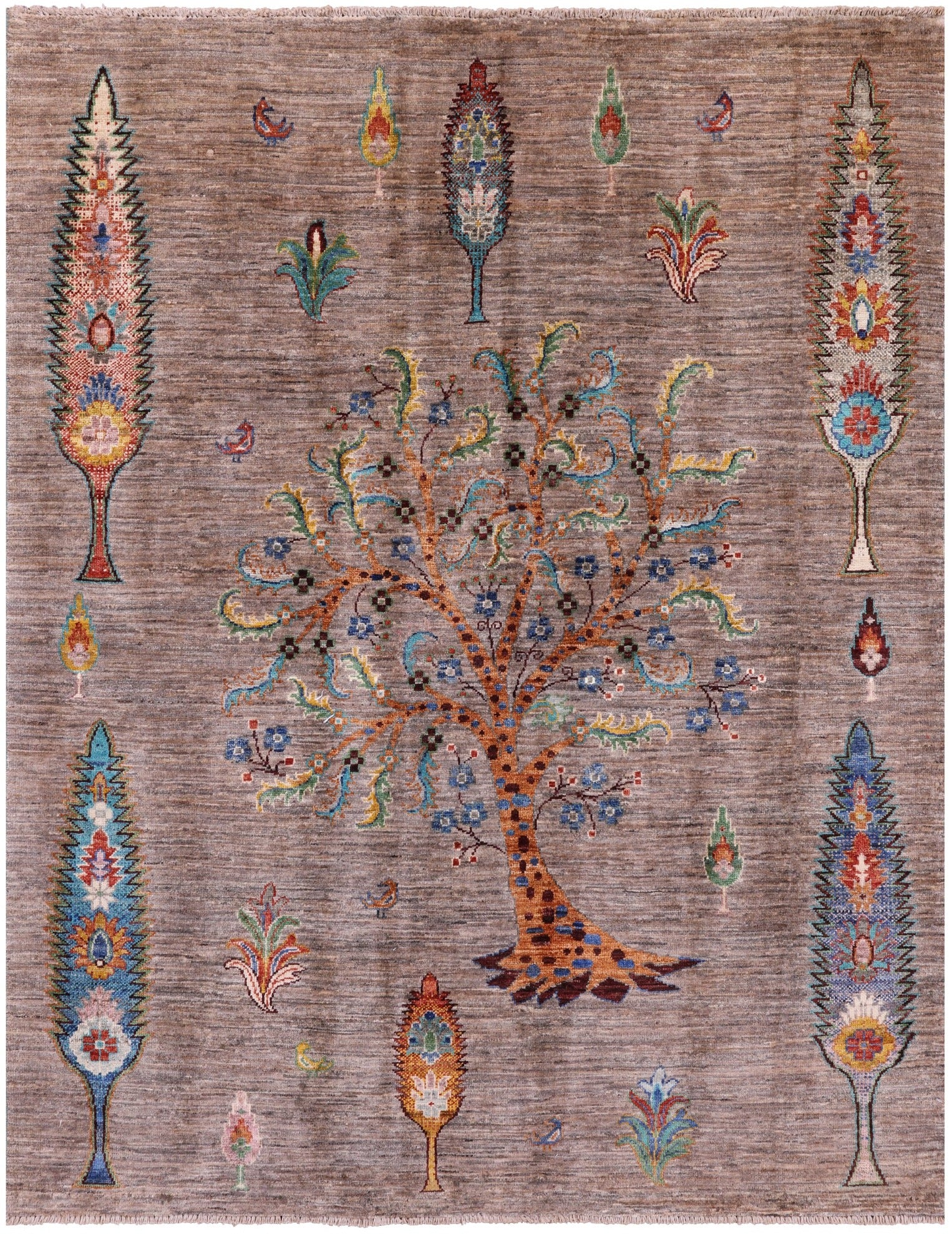 Tribal Persian Gabbeh Hand Knotted Wool Rug - 5' 0" X 6' 3" - Golden Nile