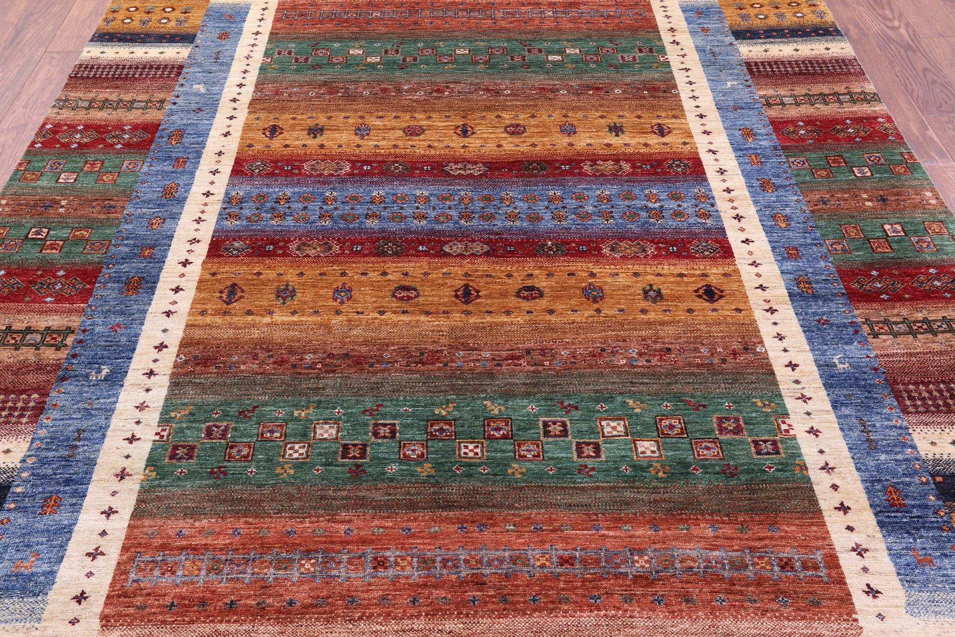 Tribal Persian Gabbeh Hand Knotted Wool Rug - 6' 11" X 9' 8" - Golden Nile
