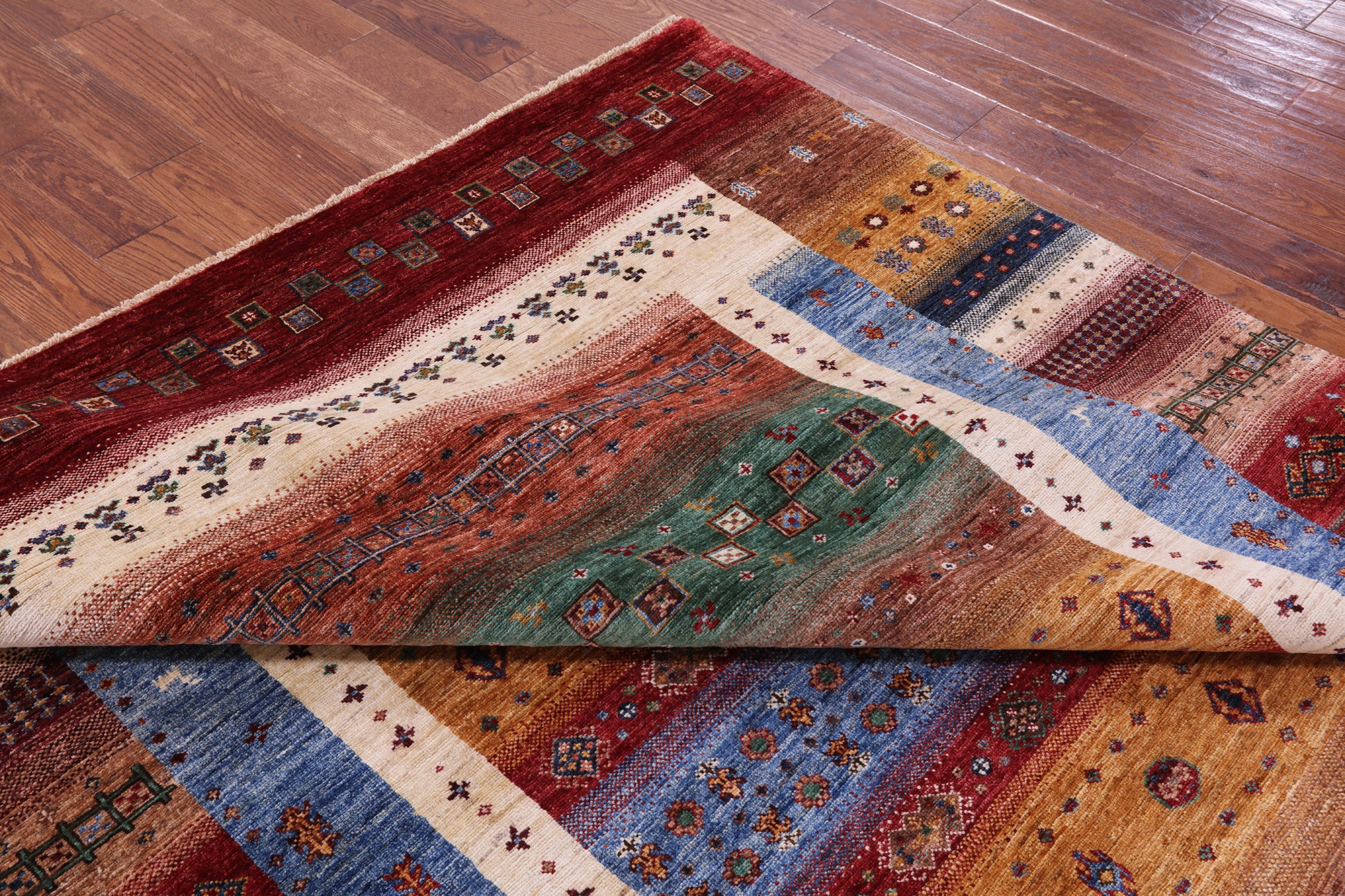 Tribal Persian Gabbeh Hand Knotted Wool Rug - 6' 11" X 9' 8" - Golden Nile