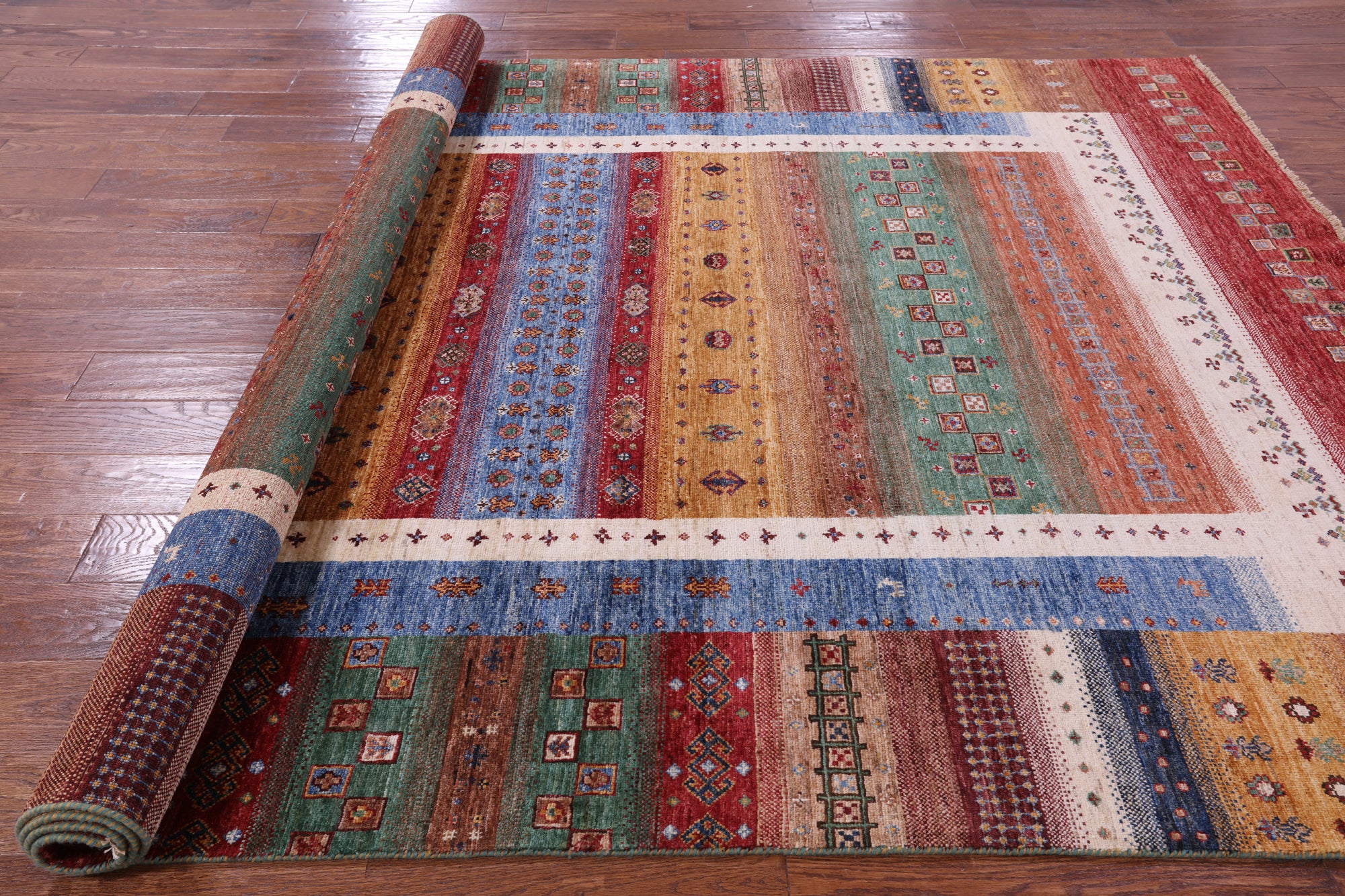 Tribal Persian Gabbeh Hand Knotted Wool Rug - 6' 11" X 9' 8" - Golden Nile