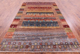 Tribal Persian Gabbeh Hand Knotted Wool Rug - 6' 9" X 10' 0" - Golden Nile