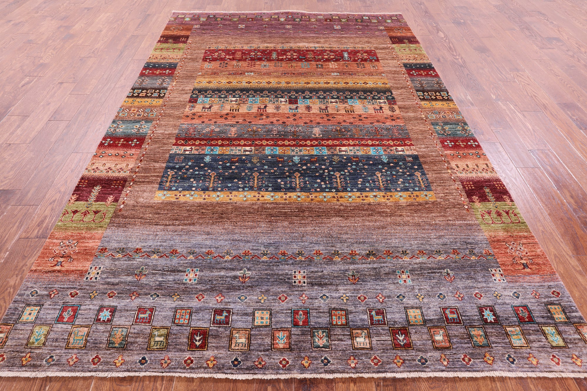 Tribal Persian Gabbeh Hand Knotted Wool Rug - 6' 9" X 10' 0" - Golden Nile
