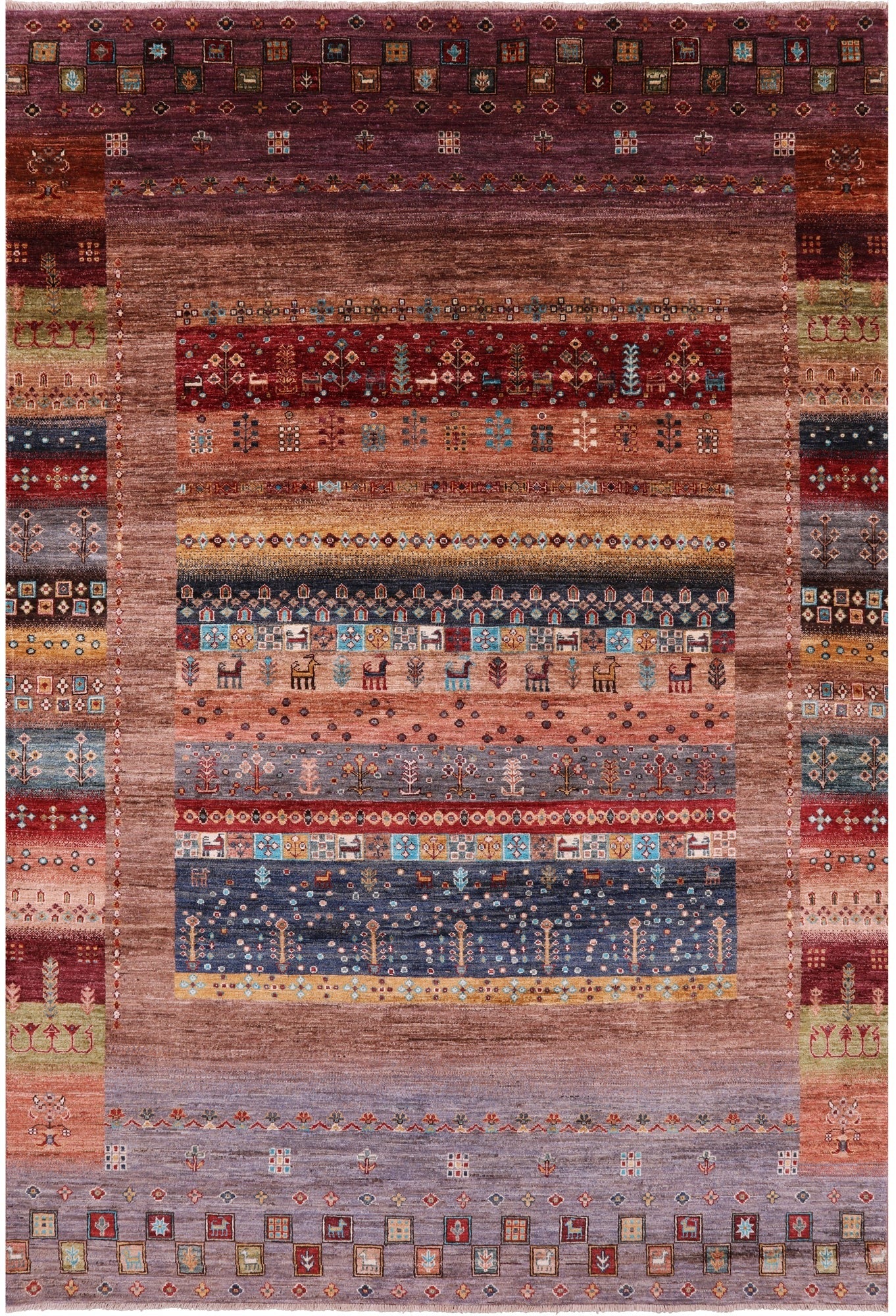 Tribal Persian Gabbeh Hand Knotted Wool Rug - 6' 9" X 10' 0" - Golden Nile