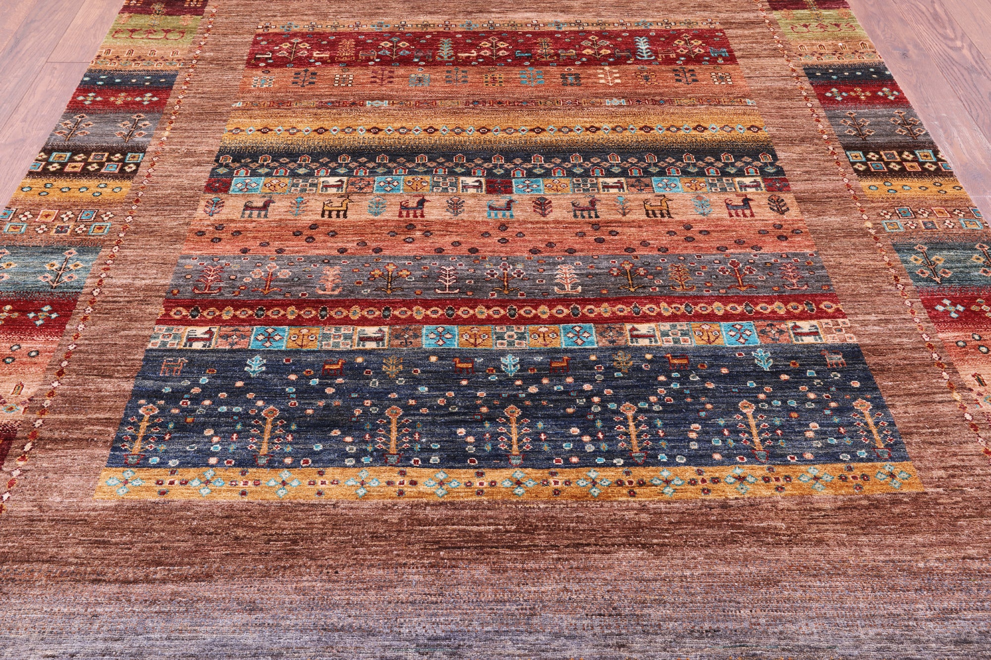 Tribal Persian Gabbeh Hand Knotted Wool Rug - 6' 9" X 10' 0" - Golden Nile