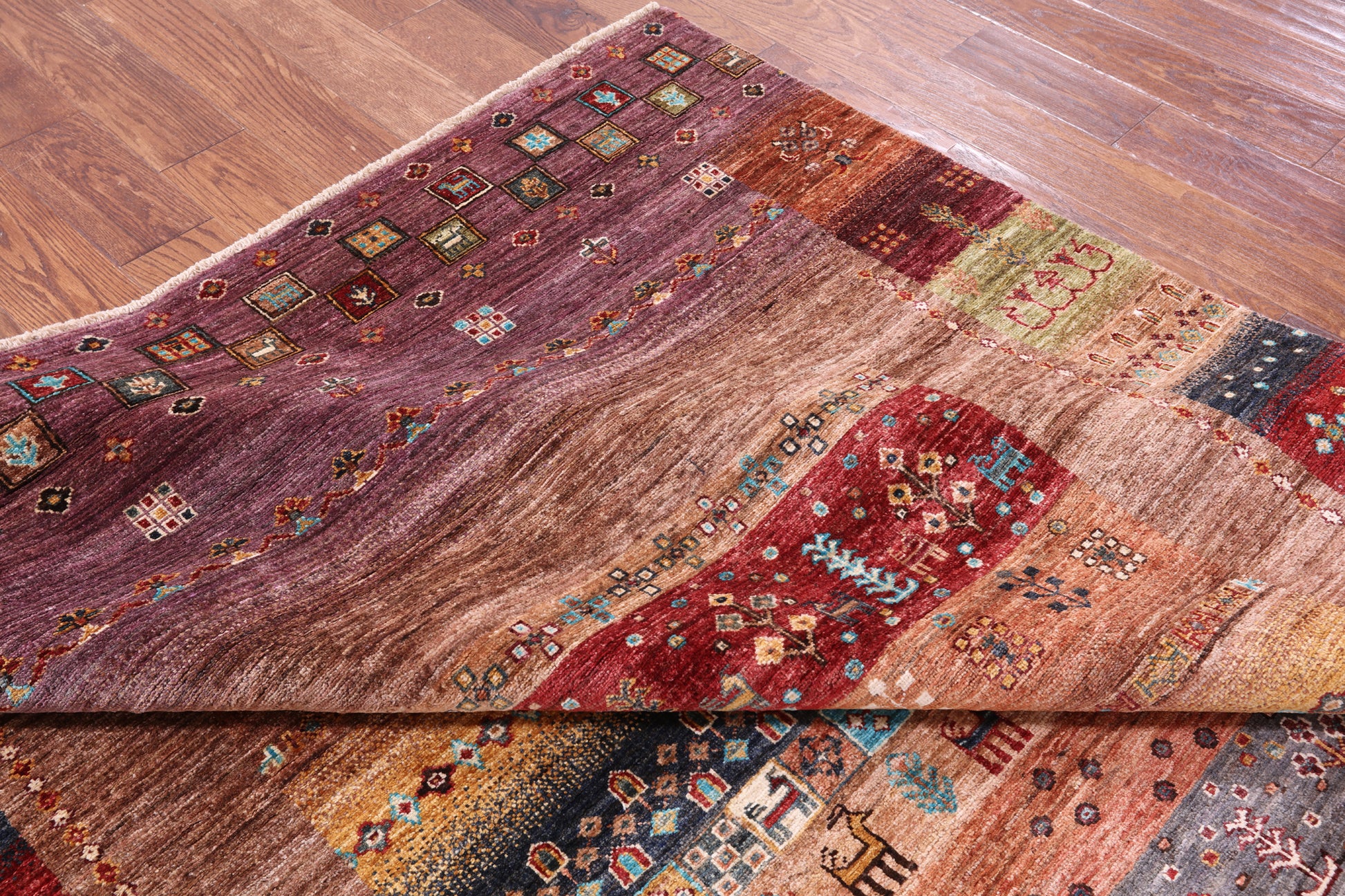 Tribal Persian Gabbeh Hand Knotted Wool Rug - 6' 9" X 10' 0" - Golden Nile