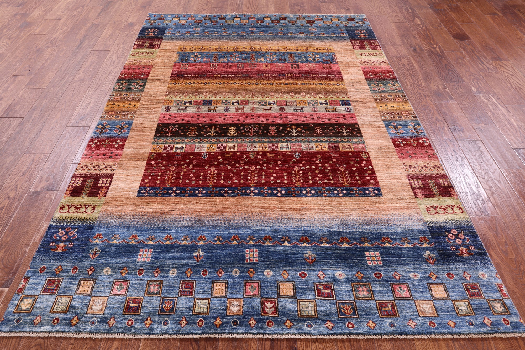Tribal Persian Gabbeh Hand Knotted Wool Rug - 5' 9" X 8' 3" - Golden Nile
