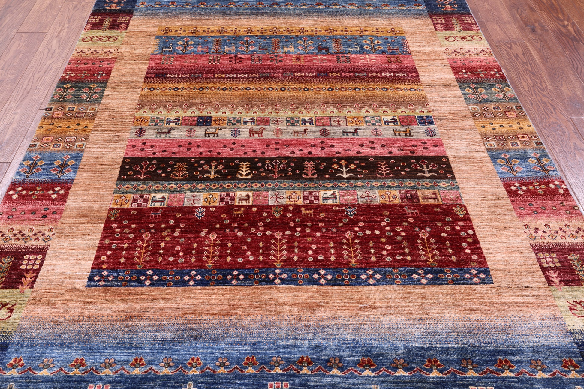 Tribal Persian Gabbeh Hand Knotted Wool Rug - 5' 9" X 8' 3" - Golden Nile