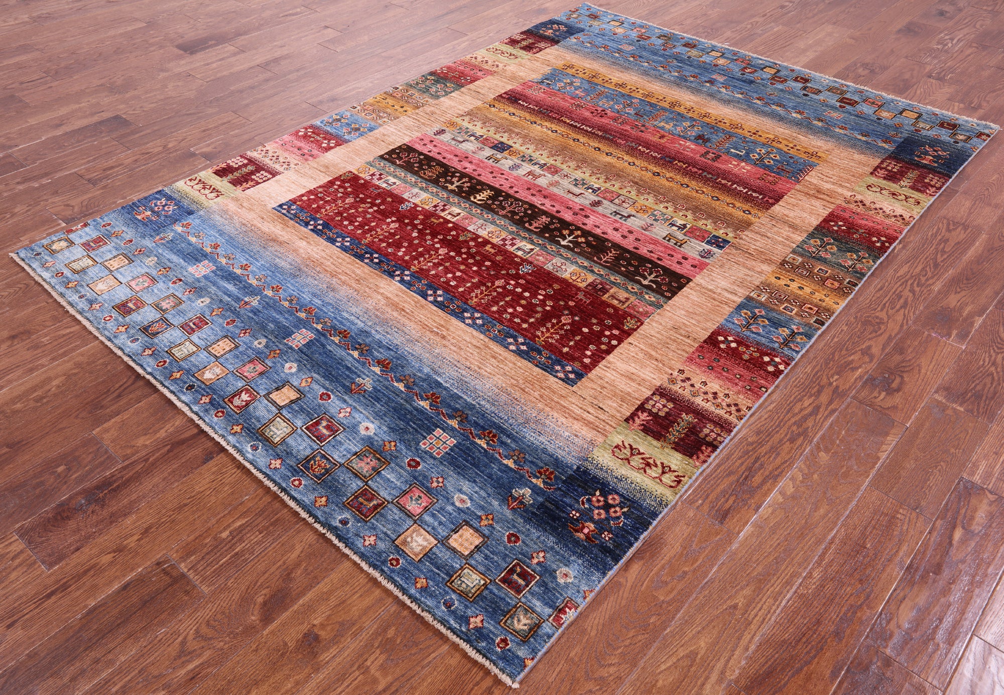 Tribal Persian Gabbeh Hand Knotted Wool Rug - 5' 9" X 8' 3" - Golden Nile