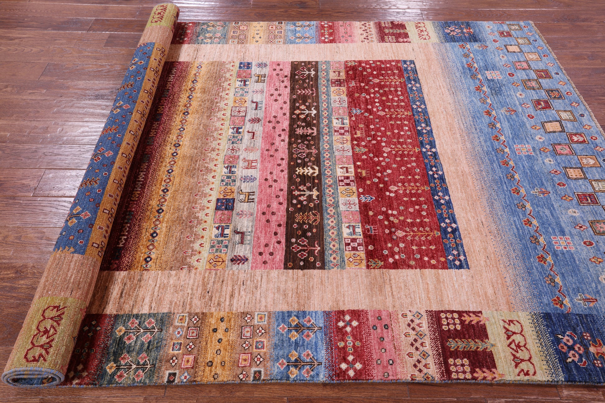 Tribal Persian Gabbeh Hand Knotted Wool Rug - 5' 9" X 8' 3" - Golden Nile