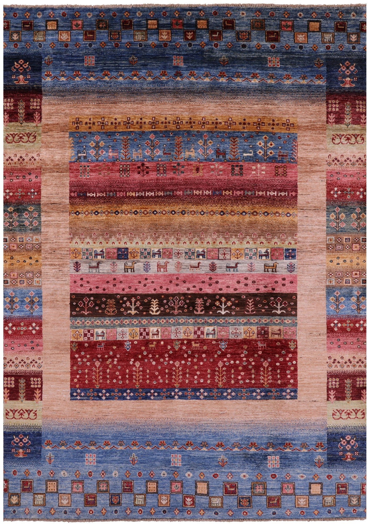Tribal Persian Gabbeh Hand Knotted Wool Rug - 5' 9" X 8' 3" - Golden Nile