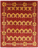 Red William Morris Hand Knotted Wool Area Rug - 8' 1" X 9' 10" - Golden Nile