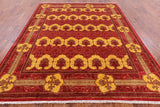 Red William Morris Hand Knotted Wool Area Rug - 8' 1" X 9' 10" - Golden Nile