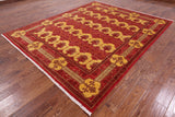 Red William Morris Hand Knotted Wool Area Rug - 8' 1" X 9' 10" - Golden Nile