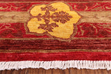 Red William Morris Hand Knotted Wool Area Rug - 8' 1" X 9' 10" - Golden Nile