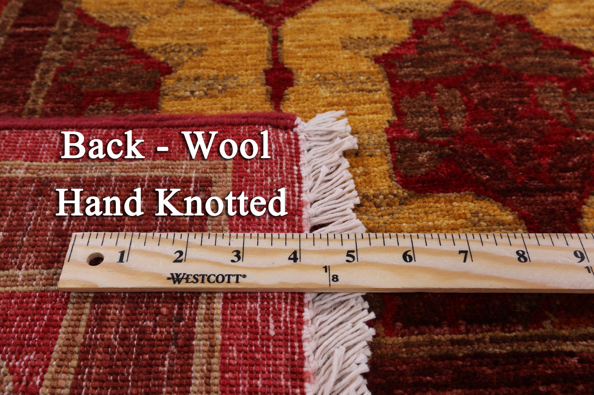 Red William Morris Hand Knotted Wool Area Rug - 8' 1" X 9' 10" - Golden Nile
