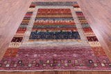 Persian Gabbeh Tribal Hand Knotted Wool Rug - 6' 7" X 9' 11" - Golden Nile
