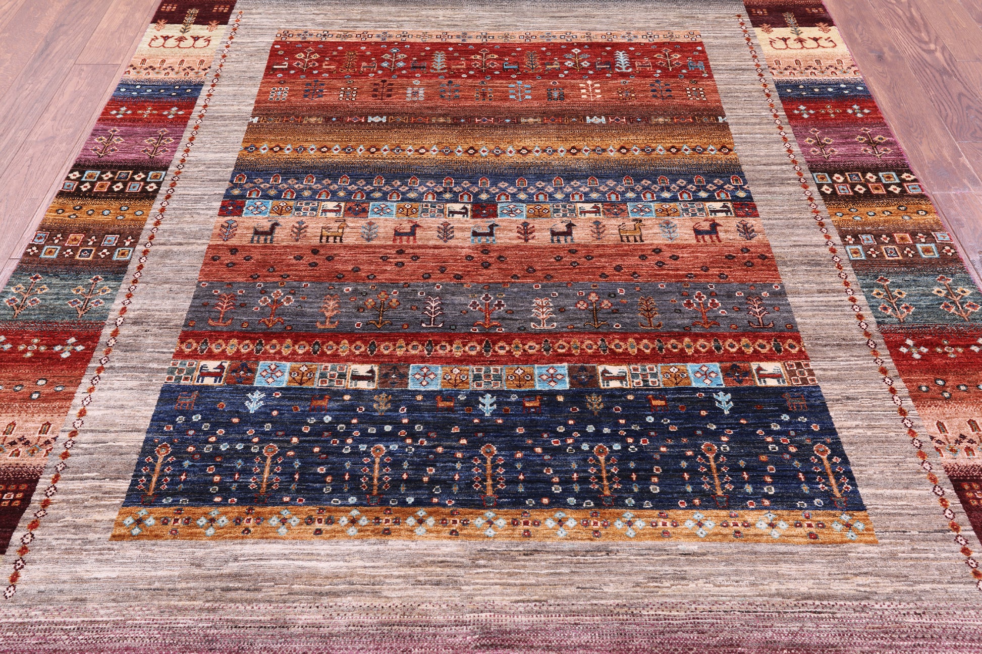 Persian Gabbeh Tribal Hand Knotted Wool Rug - 6' 7" X 9' 11" - Golden Nile