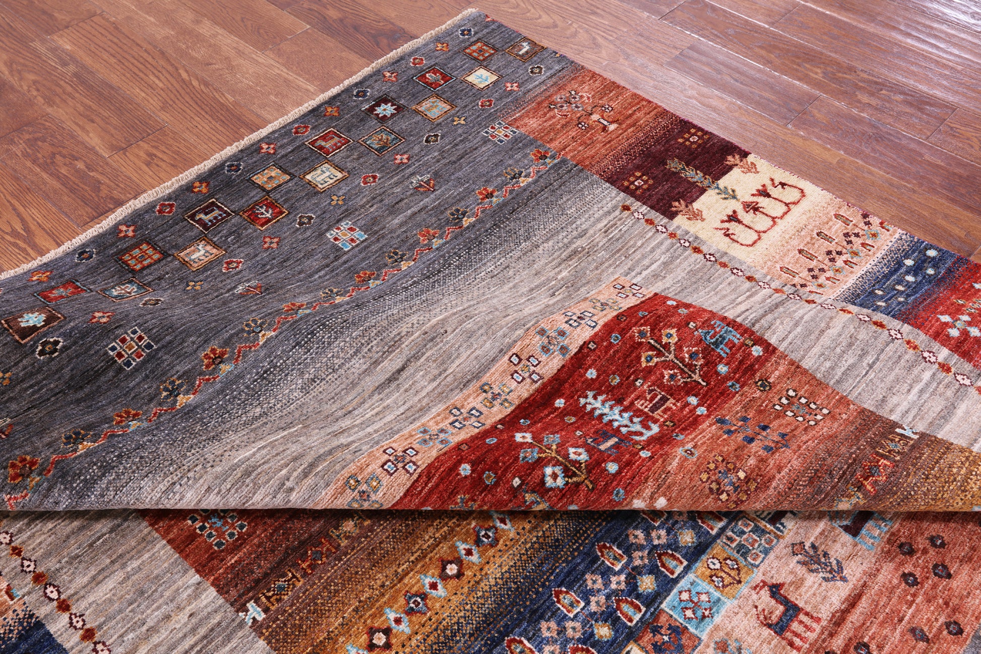 Persian Gabbeh Tribal Hand Knotted Wool Rug - 6' 7" X 9' 11" - Golden Nile